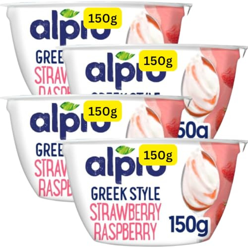 Greek Style 150g Strawberry Raspberry High Protein Dairy Free Yoghurt Alternative Alpros (4x150g)