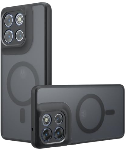 Techsuit für Motorola Moto G86, G86 Power Hülle mit Matt Finish, Magnetring Kompatibel, Luftkissen Ecken, Erhöhte Kanten, Kameraschutz, PureFrost Magnetic Series, PC TPU Hybrid, Matt Schwarz