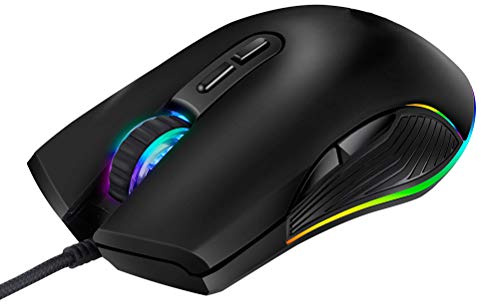 TOVINANNA Ratón Gaming USB-c de 7 Teclas dpi Ajustable Negro | Abs Acabado Mate Oil, Iluminación Rgb, Diseño Ergonómico para Oficina y Jugadores