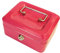 Cathedral Products Key Lockable Cash Box with Lift Out 6 Compartment Coin Tray - 6 Inch - Pink