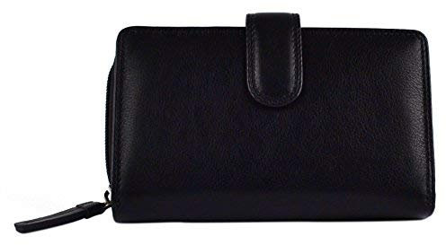 Visconti Damen-Medium Leder Geldbörse/Portmonee Heritage Collection Verpacktes Geschenk 4-farbig - Schwarz, nicht präsent, 15cm x 9.5cm x 3.5cm