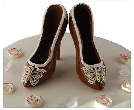 Handmade Pair of Milk Chocolate Shoes Birthday Set from Belgian Chocolate Gift or Cake Topper Decoration.