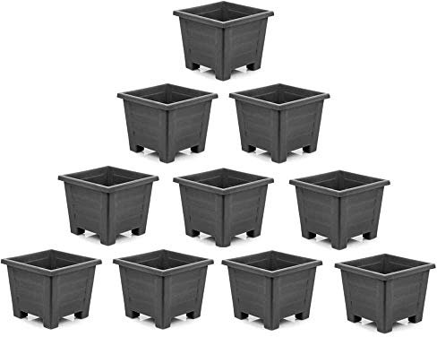 Maceta Cuadrada Plástico 10x10 cm. Set 10 Unidades, Macetero (Antracita)