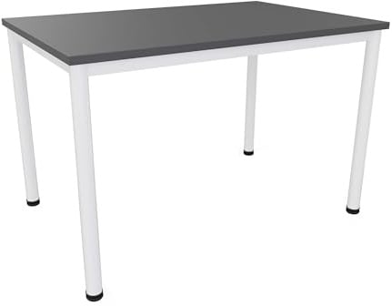 Dila GmbH Schreibtisch/Besprechungstisch in verschiedenen Größen und Farben weißes Metallgestell Konferenztisch Arbeitstisch (B: 120 cm x T: 80 cm, Anthrazit)