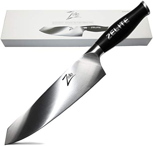 Zelite Kiritsuke Kochmesser, Profi Messer aus Deutschem Edelstahl, Japanisch Inspirierte Scharfe Messer für Küche, Scharfes Koch-Messer zum Schneiden Hacken Zerkleinern, 22,8 cm Küchenmesser Scharf