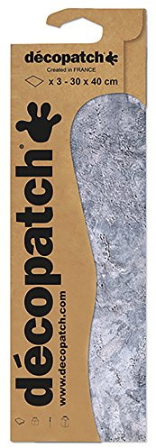 Décopatch - Ref C791C - Grey Marble Effect Pattern Paper Pack - Each Sheet 30 x 40cm, Pack of 3 Paper Sheets - Best Used With Décopach Glue & Varnish, Grey