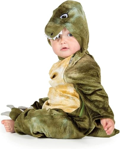 Pretend to Bee 1912 Dinosaur Jurassic Park Baby-T-Rex-Dinosaurier-Kostüm für Kinder/Kleinkinder, offizielles Naturkundemuseum, Einteiler, Grün Mehrfarbig, 6-12 Monate