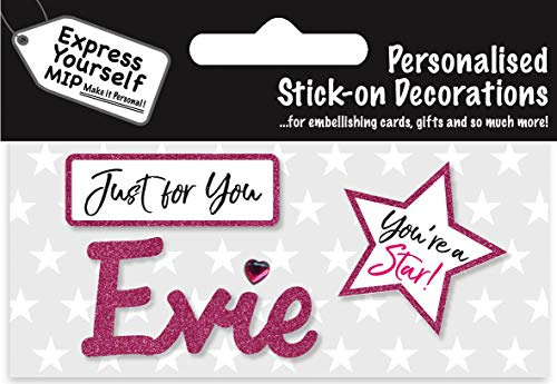 Express Yourself MIP, self adhesive Pink Female Name 'Evie' Sticker - Ideal for Card Making, Gift Wrapping, Scrapbooking, Papercrafts, Childrens Crafts etc