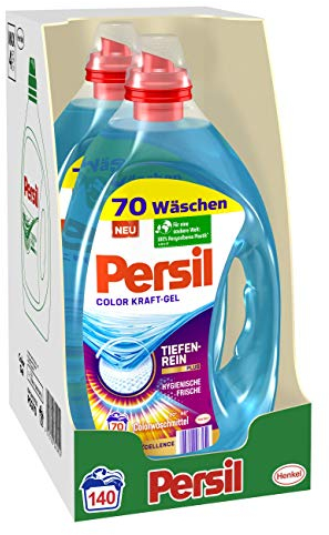 Persil Color Kraft-Gel, Colorwaschmittel, 140 (2x70) Waschladungen, mit Tiefenrein-Plus Technologie und langanhaltendem Frische-Effekt, wirksam bei Temperaturen von 20°C - 60°C