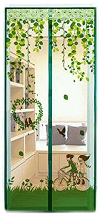 DadaAA Magnetic Screen Door, 90x210cm, Green & Clear, Mesh Fabric, Door Screen for Balcony Sliding Doors Living Room