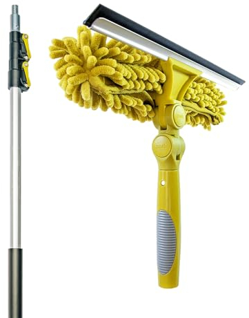 DOCAZOO DocaPole - Verlängerungsstange und Fensterabzieher/-wischer - mit Teleskopstange für professionelle Fensterreinigung - Fensterabzieher-Aufsätze in 3 Größen - 3,5 m - 2 Gelenke