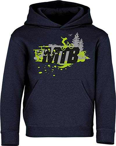 Baddery Fahrrad Pullover Kinder : MTB - Sport Hoodie für Jungen und Mädchen - Outdoor Pulli Mountain Bike (Navy 164)