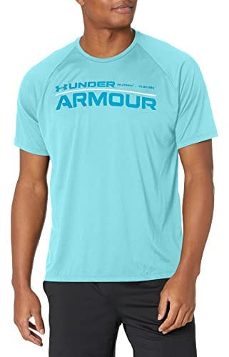 Under Armour Men's Tech Wordmark Short-Sleeve T-Shirt, Fresco Blue (481)/Black, Medium