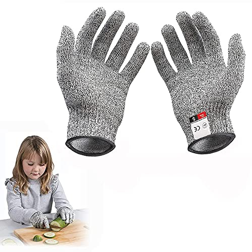 BetterJonny Schnittsichere Handschuhe für Kinder, Leistungsfähiger Level 5 Schutz Lebensmittelecht Schnittfeste Handschuhe zum Kochen Schnitzen und Gärtnern für 5-8 Jährige, XXS