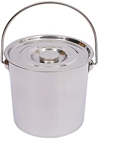6L/12L/20L Edelstahl Eimer Kücheneimer Futtereimer Milcheimer Edelstahl Suppentopf Catering Kochtöpfe Suppentopf Mit Deckel, Verstärkte Seitengriffe Aus Edelstahl (12L)