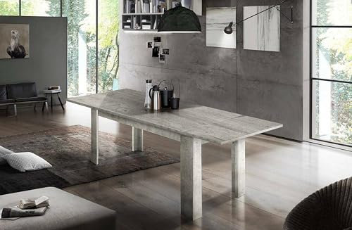 Dmora - Table extensible Nanni, Console extensible jusqu'à 10 places, Console extensible 100% Made in Italy, 140/190x90h75 cm, Marbre gris