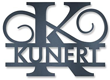 Metzler Türschild Edelstahl Monogramm, Personalisiertes Namensschild in Anthrazit RAL 7016, Individueller Schriftzug Klingelschild, Rostfreier & Wetterfest, Made in Germany, Größe: 44 x 30 cm