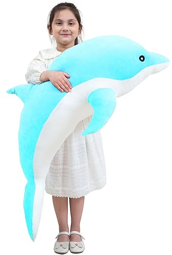 Kekeso Delfin Plüschtiere Schöne Gefüllte Weiche Tier Umarmungskissen Delphin Puppen für Kinder(120cm/47.24inch, Blau)