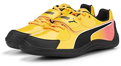 PUMA Men's Evospeed Throw Sneaker, Sun Stream-Sunset Glow-Metallic Silver, 8 UK