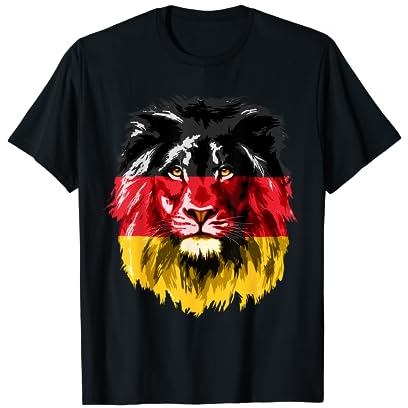 Deutschland Flagge - Germany Flag Lion Face Deutschland T-Shirt