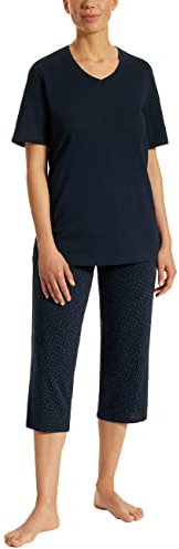 Uncover by Schiesser Damen Schlafanzug 3/4, dunkelblau, 40