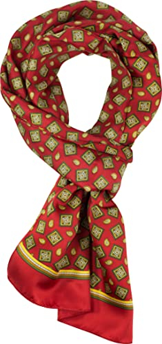 feiner Herrenschal mit extravagantem Muster, leichte Qualität, Vintage-Pattern, schmaler Schal - Made in Italy (Rot 04)