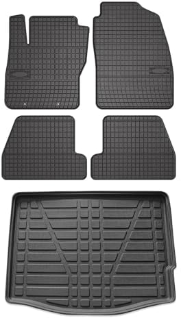 OMAC Fußmatten & Kofferraumwanne Set kompatibel mit Ford Focus mk3 2011-2018 Fünftürer Gummi
