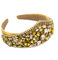 Barock Tudor Krone Strass Stirnband Breit Gepolstert Perlen Prinzessin Krone Tiara Haarreifen für Frauen Mädchen (Gelb)