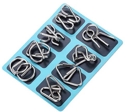 8 Pcs Metal Wire Puzzles Exercise Intelligence Metal IQ Puzzles Creative Mind Game Jigsaws for Kids Students Adults Challenge