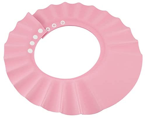 Hochste Baby Shower Hat Adjustable Kids Shampoo Bath Cap Wash Hair Waterproof Ear Shield Pink One Size