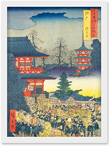 Artery8 Asakusa Fair Edo Province Utagawa Hiroshige Japanese Woodblock Artwork Framed Wall Art Print A4