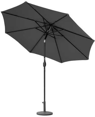 Harrier 2.7m Garden Parasol with Crank Handle & Tilt Function [5 Colour Options] – Outdoor Garden Patio Umbrella with Optional Waterproof Cover + Weights