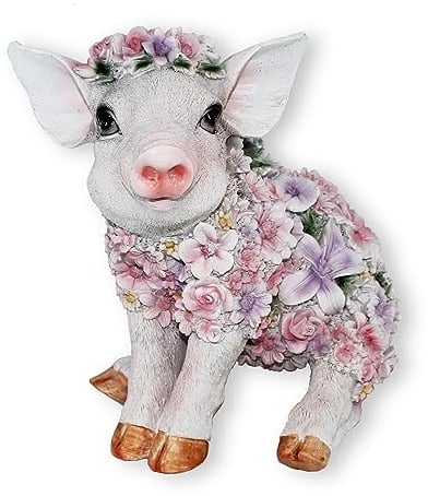 colourliving Schweine Figur stehend oder sitzend Blumenschwein Deko Ferkel Figur Deko Schwein (sitzend)
