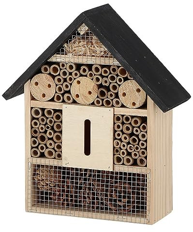 Rivanto® Insektenhotel aus Kiefernholz, H29 x 24 x 9,5 cm, Nisthülsen aus Bambus, Bienenhaus, Marienkäuferhaus, Nistkasten für kleine Insekten