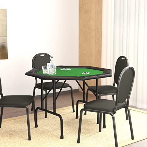 JUNZAI Pokertisch Klappbar 8 Spieler Grün 108x108x75 cm, Poker Table, Spieltisch, Blackjack, Poker Tisch, Roulette Tisch, Deko Casino Poker
