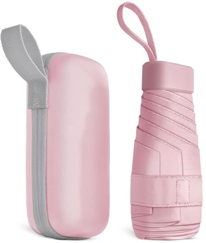 Aolso Mini Paraguas del Sol,Paraguas Plegable,Paraguas Plegable Antiviento para Hombre y Mujer Apertura y Cierre, Paraguas Plegables y Compacto Resistencia UV & Impermeable-rosa