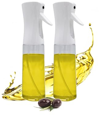Spetebo Juego de 2 pulverizadores de aceite de plástico, 300 ml, pulverizador de aceite en blanco para rellenar, botella pulverizadora multifuncional, dispensador de aceite, vinagre, vino, agua