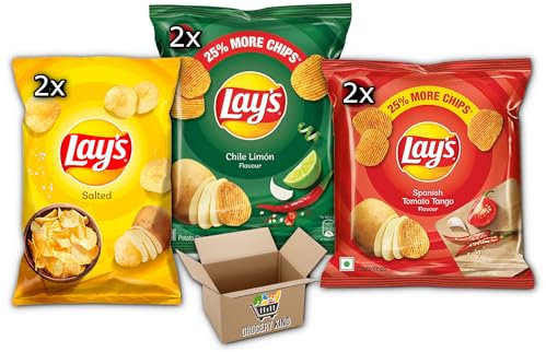Lay's Tangy Trio: Spanish Tomato Tango 2x50g, Chili Limon 2x50g, Classic Salted 2x50g (6PCS) Grocery King