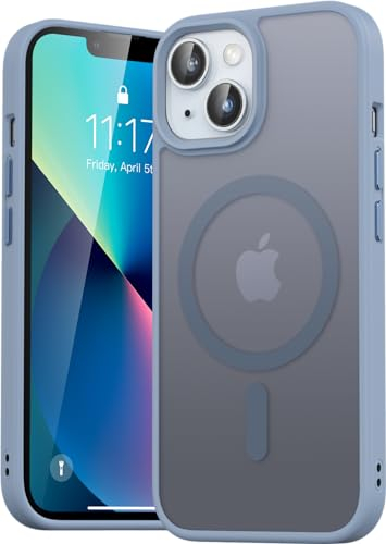 Natiiozie Magnetisch Hülle Kompatibel mit iPhone 14/iPhone 13, Matt Handyhülle Kompatibel mit MagSafe, Stoßfest Kratzfest Schutzhülle Nie Vergilbung rutschfest Rückseite Case 6,1 Zoll Blau