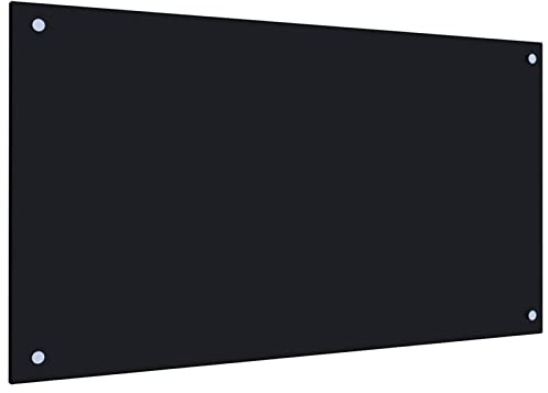 ARKEM Kitchen Backsplash Black 90x50 cm Tempered Glass,Tempered Glass Splashback for Kitchen, Toughened Glass Heat Resistant Splashbacks for Cookers - Pre-Drilled Holes with Fixing