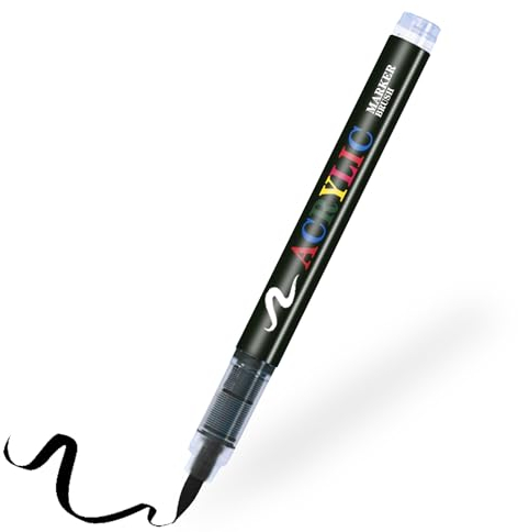 RiyaNed Textilmarker,Schwarz,1 Stift Weicher Kopf 1.0-6.0 mm - Textilstifte Zum Malen auf Stoff. (Schwarz)