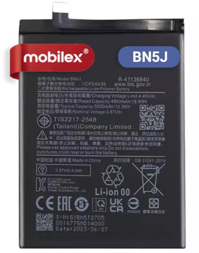 MOBILEX® Interner Akku für Xiaomi 12T / 12T Pro/Poco X5 (5G) (BN5J), Ersatz, 5000 mAh, OEM, Originalkapazität