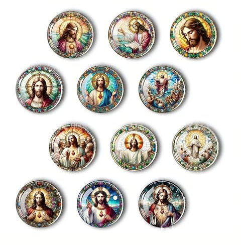 Kühlschrankmagnete mit christlichem katholischem Jesus, 3D, weich, magnetisch, Kristallglas, Kühlschrank-Aufkleber für Kühlschrank, Büro, Whiteboard, Metall-Eisenschrank, 12 Stück