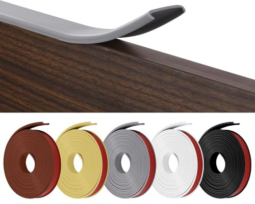 Flintronic Bande de Chant en Forme de U, Coin de Table Protection Bebe Flexible en TPE, Protections Coin de Table pour Bébé avec Colle autocollante pour Tables et Coins de Meubles(10 m x16 mm, Gris)