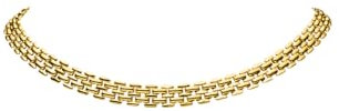 PAUL VALENTINE – Kette für Damen Avenue Chunky Necklace Gold breit – Markante Halskette mit breitgliedriger Struktur aus Edelstahl 316L – Elegante Modeschmuck Chain 41 cm im Choker/Collier Stil