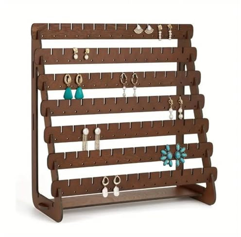 Wooden Jewellery Stand, Wood Jewellery Organiser Earring Storage Rack Jewellery Tray Stand Necklace Display Holder