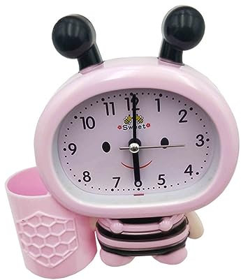 HAWILLOSCH 1stück Bienenförmige Digitale Tischuhr Mit Temperatur Und Stifthalter Rosa Batteriefrei Leise Für Büro Und Studenten Perfektes Für Jeden Anlass