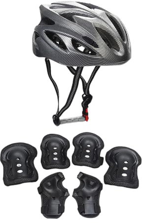 Amagogo Kids Helm und Pads Set, Skating -Helm, Stoßdämpfung, bequemer Hut, Knie -Ellbogen -Handgelenksblocks, Schutzausrüstung für Longboards, Schwarz