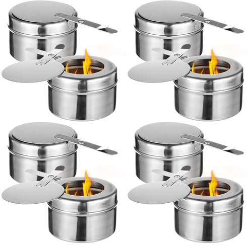 yeeplant 8 Stück Chafing Fuel Holders, 8,9 x 6,1 cm Edelstahl Speisenwärmer mit Deckel, tragbare Wärmehalter für Hot Pot, Catering und Buffets