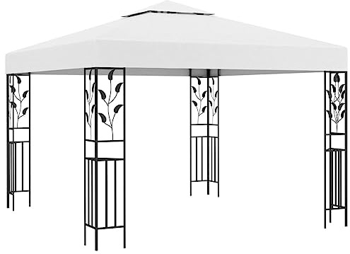 Qnhdfrt Gartenpavillon 3x3 m Weiß mit UV-Schutz und Rostfreier Stahlkonstruktion Robuster Pavillon für Garten Partyzelt und Camping